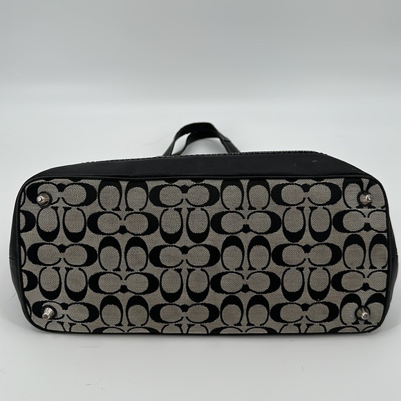COACH Black & Gray Hampton Signature C Canvas Shoulder Bag Satchel Purse #F12643 - Picture 7 of 14